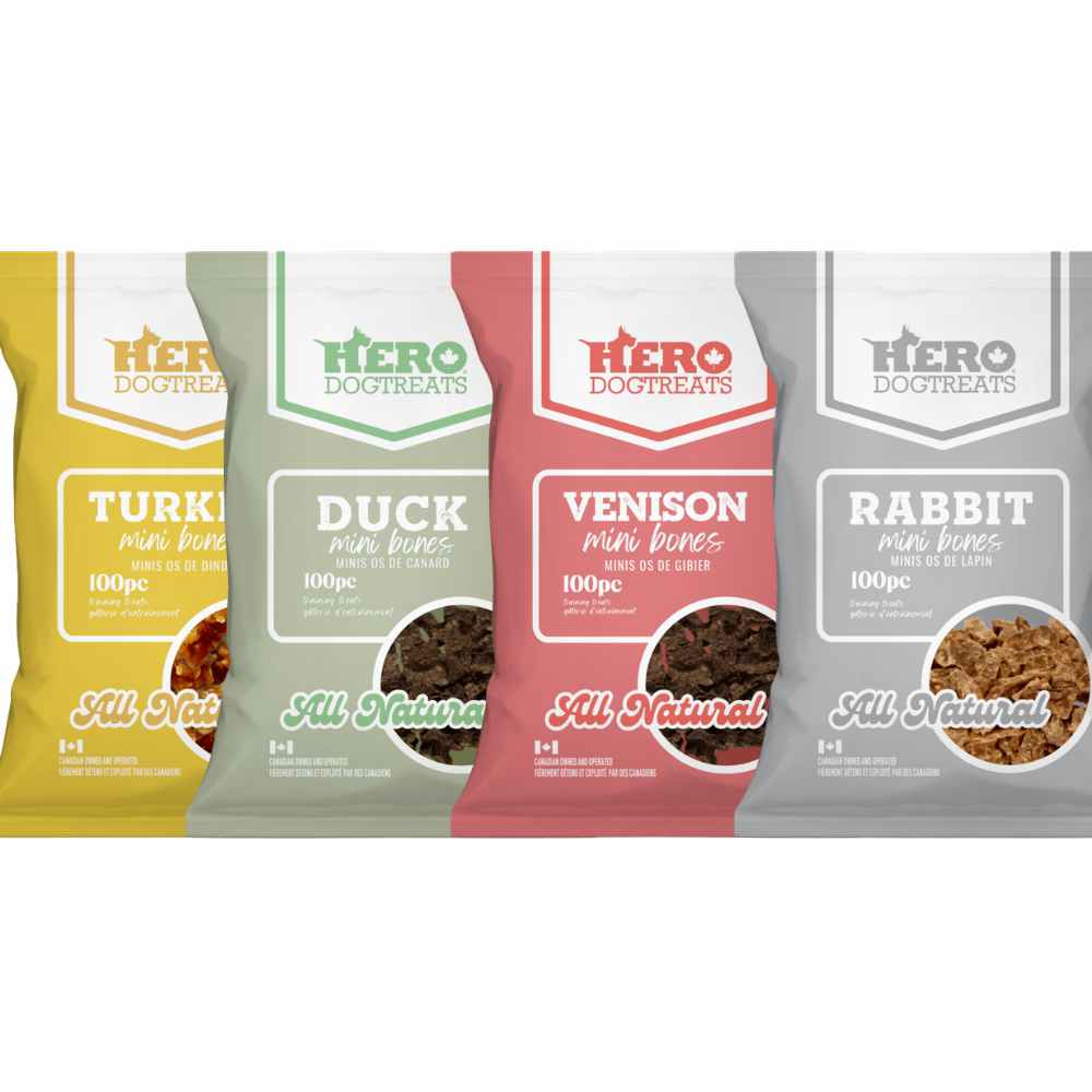 Hero - Mini Bones Hero Mini Bone Treats Dogs Natural Snack Training Treat Dogs 100 PC