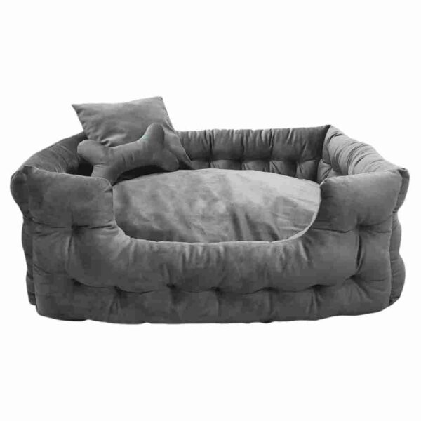 Goo Eez Luxury Velour Pet Bed with Accessories Silver Grey Charcoal
