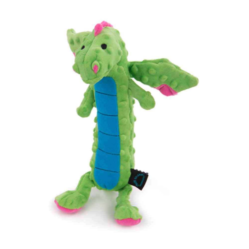 goDog Skinny Dragon Green Medium Dog Toy goDog Checkers Skinny Dragons Dog Toy - Image 1
