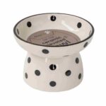 DEXYPAWS-Cat-Ceramic-Bowl-White-Black-Polka-Dot