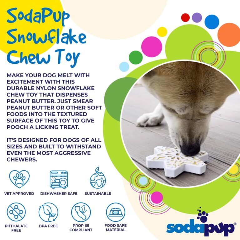 Sodapup Snowflake ultra durable chew toy with holiday theme info 1