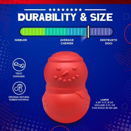 Sodapup Snoman dog chew toy and treat dispensing toy. Made for heavy and aggressive chewers. info page 3