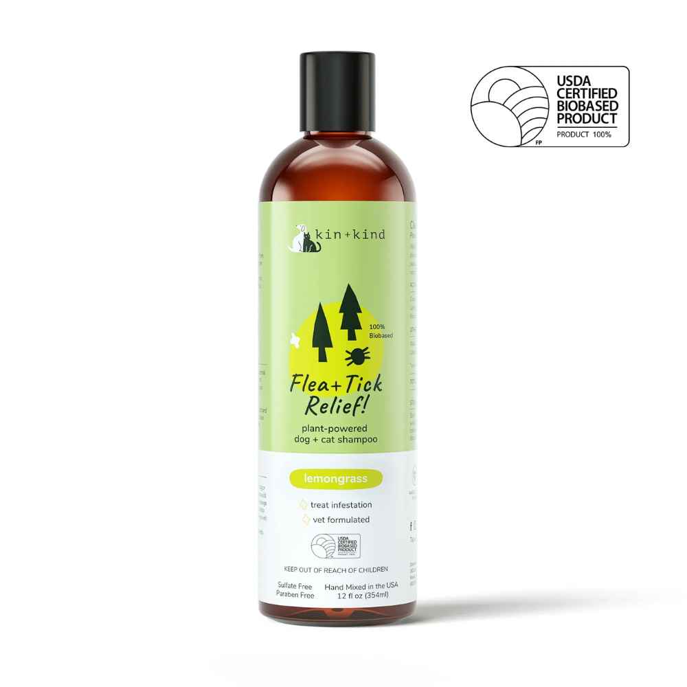 Kin + Kind - Flea + Tick - Shampoo - Lemongrass Kin&Kind Flea Tick Lemongrass Shampoo, Shampoo, Flea, Tick, Lemongrass, Kin&Kind, Dog Shampoo, Cat Shampoo